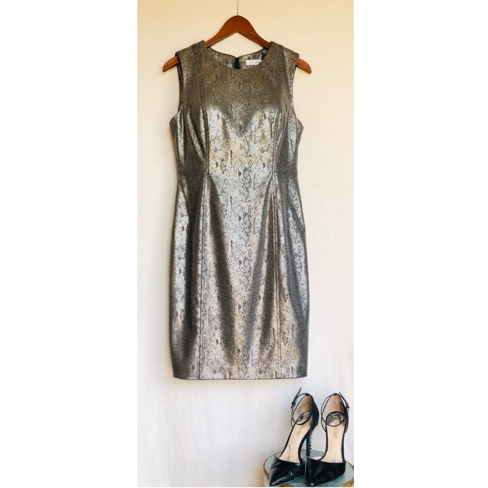 Calvin Klein Snake Print Shimmer Sheath Dress